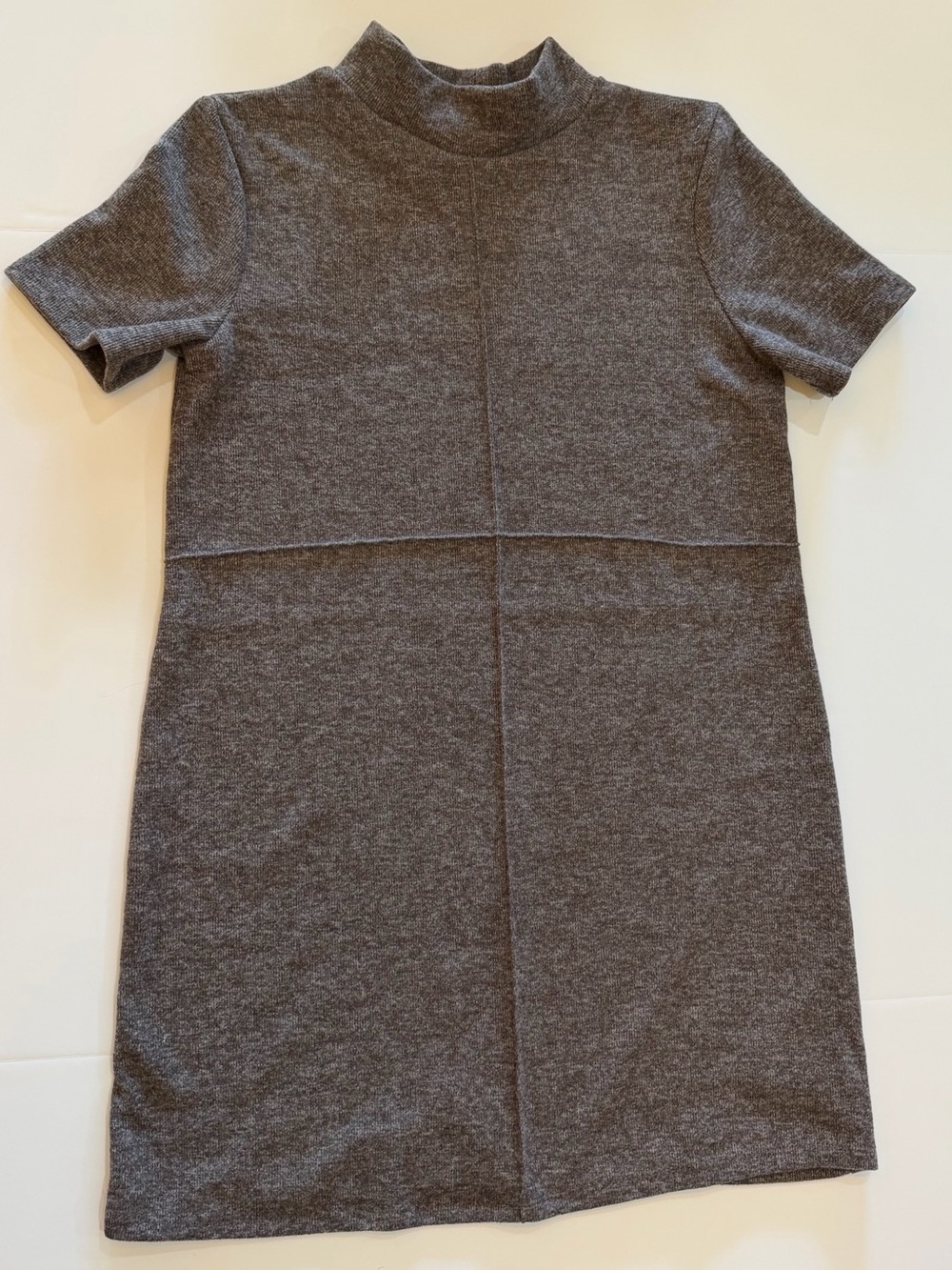 ZARA NWT Brown Knit Mock Neck Mini Dress Tunic Short Sleeve